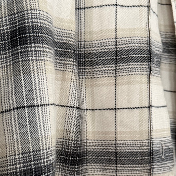 SO Women's Plaid Oversized Button Down Shirt - Black and Cream - Picture 3 of 5